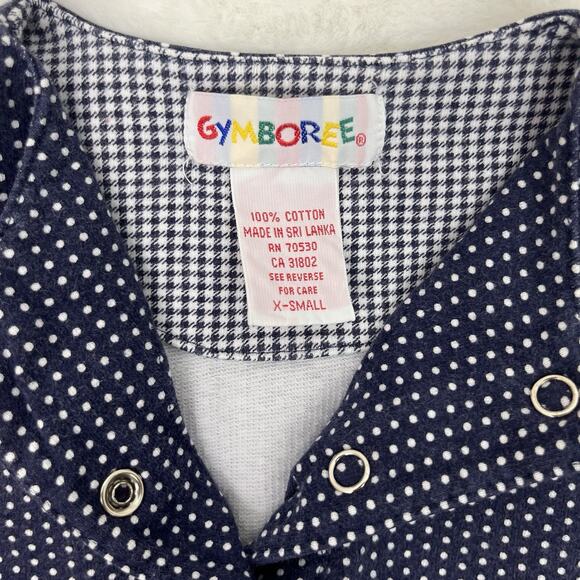 Vintage 90s Gymboree Girl Jacket Top Rainbow Tag Polka Dot Navy White XSmall - Picture 6 of 11